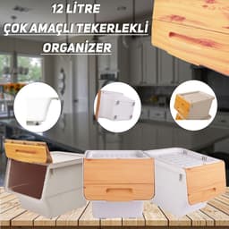Technow Motek 12 Litre Bambu Desen Tekerlekli Tekli Organizer + Temizlik Seti - 2