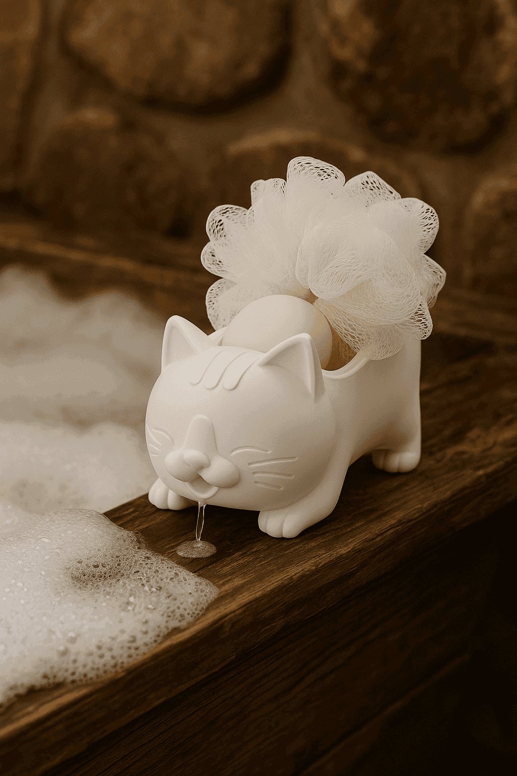 Dekoratif Kedi Figürlü Sabunluk & Süngerlik Şık ve Sevimli Banyo, Mutfak Aksesuarı Çok Amaçlı