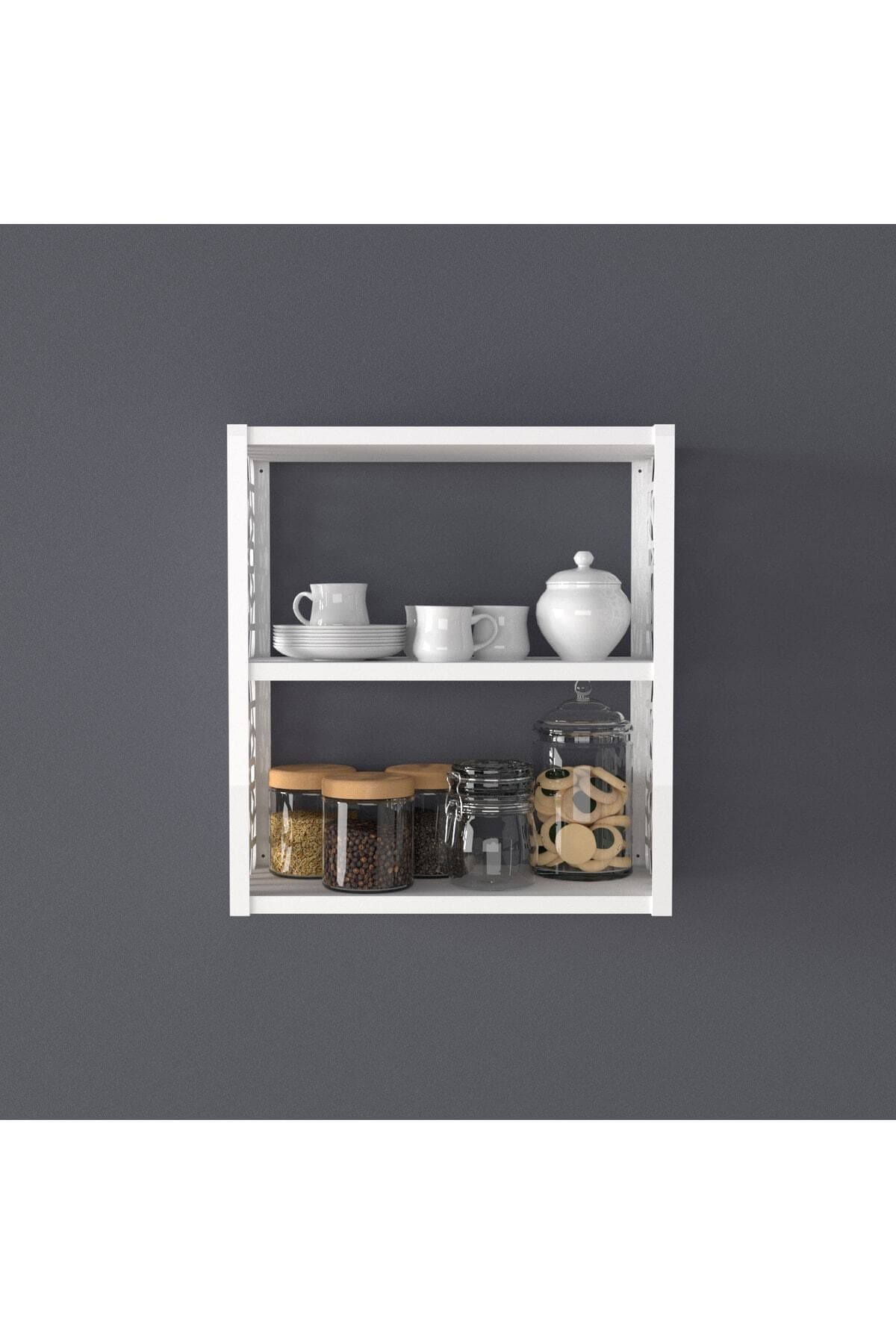 Axel 2 Bölmeli Dekoratif Duvar Rafı Beyaz Kitaplık