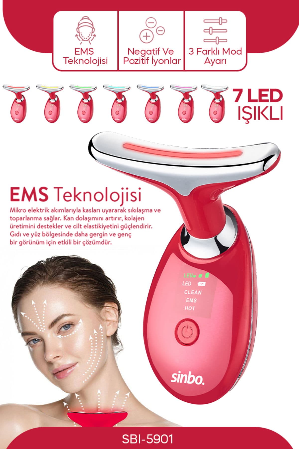 SBI-5901 SBI-5901 YÜZ VE BOYUN BÖLGESİ KIRIŞIKLIK GİDERİCİ -SIKILAŞTIRICI KIRMIZI