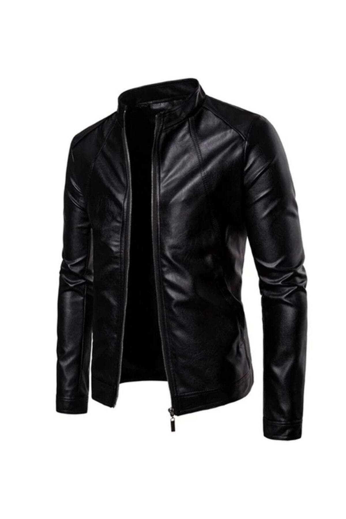 Hakiki Deri Siyah Blanch Fermuarlı Erkek Deri Ceket