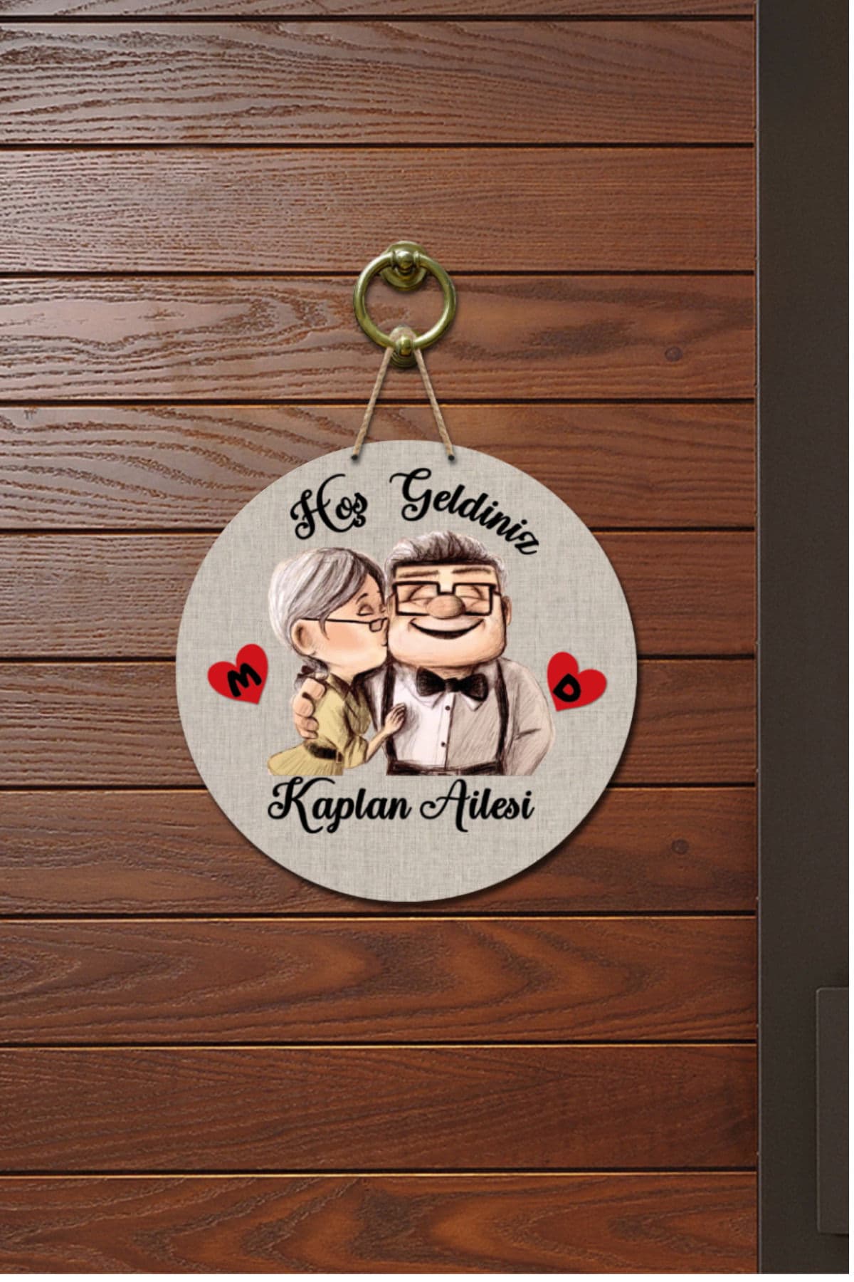 Kapı Süsü Hoş Geldiniz Kaplan Ailesi Ahşap Baskı Kişiye Özel Tasarım