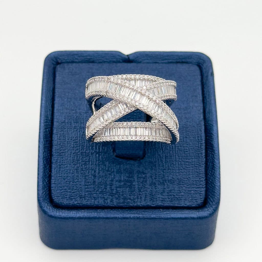 Pırlanta Montür Baget Sarmal Gümüş Yüzük