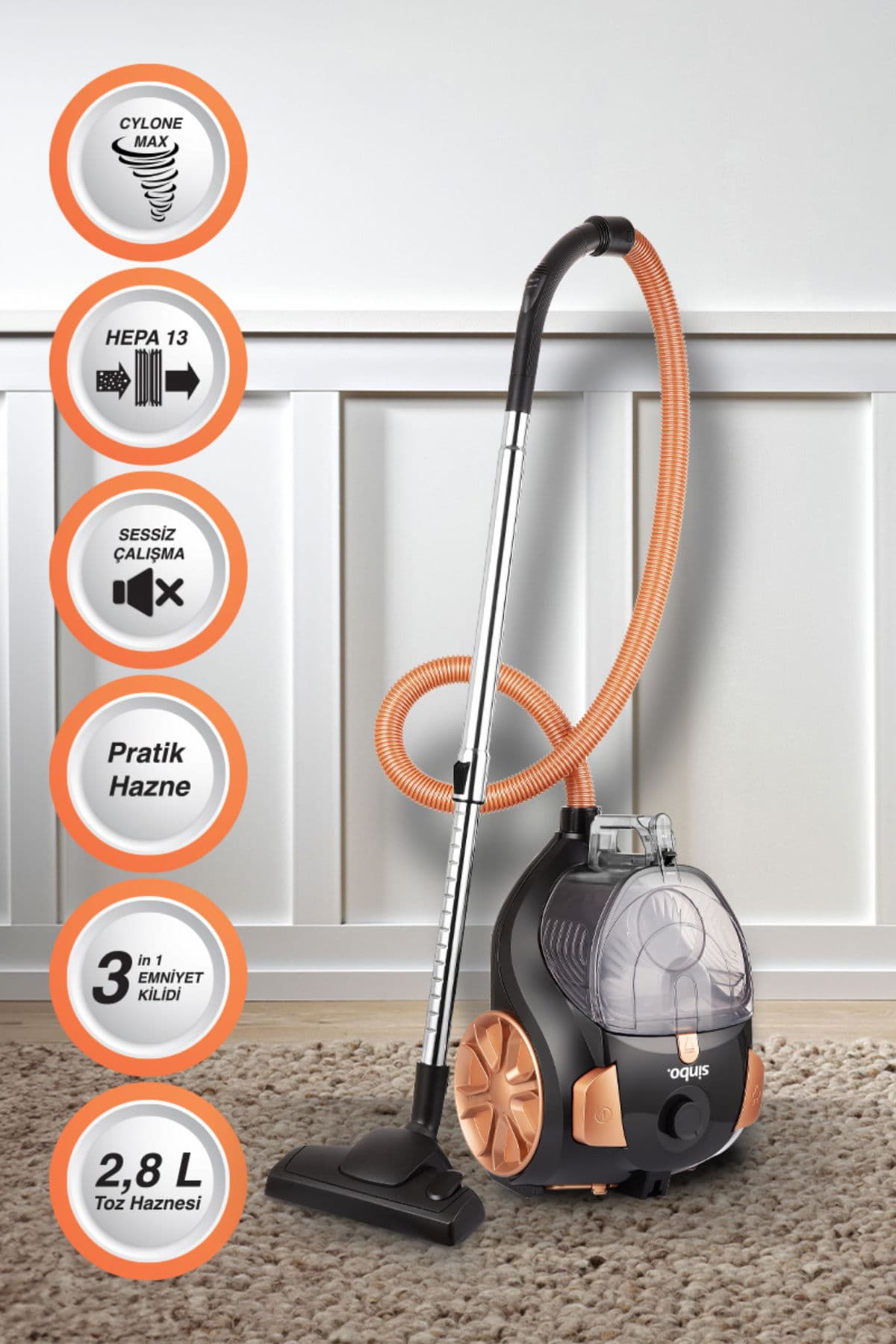 SVC-8613 Elektrikli Süpürge – Yüksek Emiş Gücü, Kompakt ve Hafif Tasarım