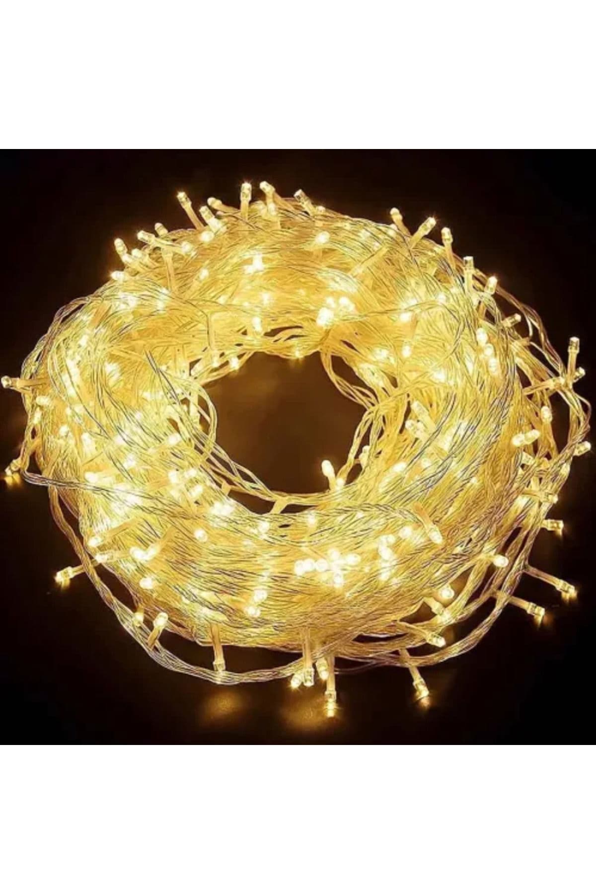 10M 60 Led Pilli 2 Kademeli Gün Işığı Şeffaf Kablo