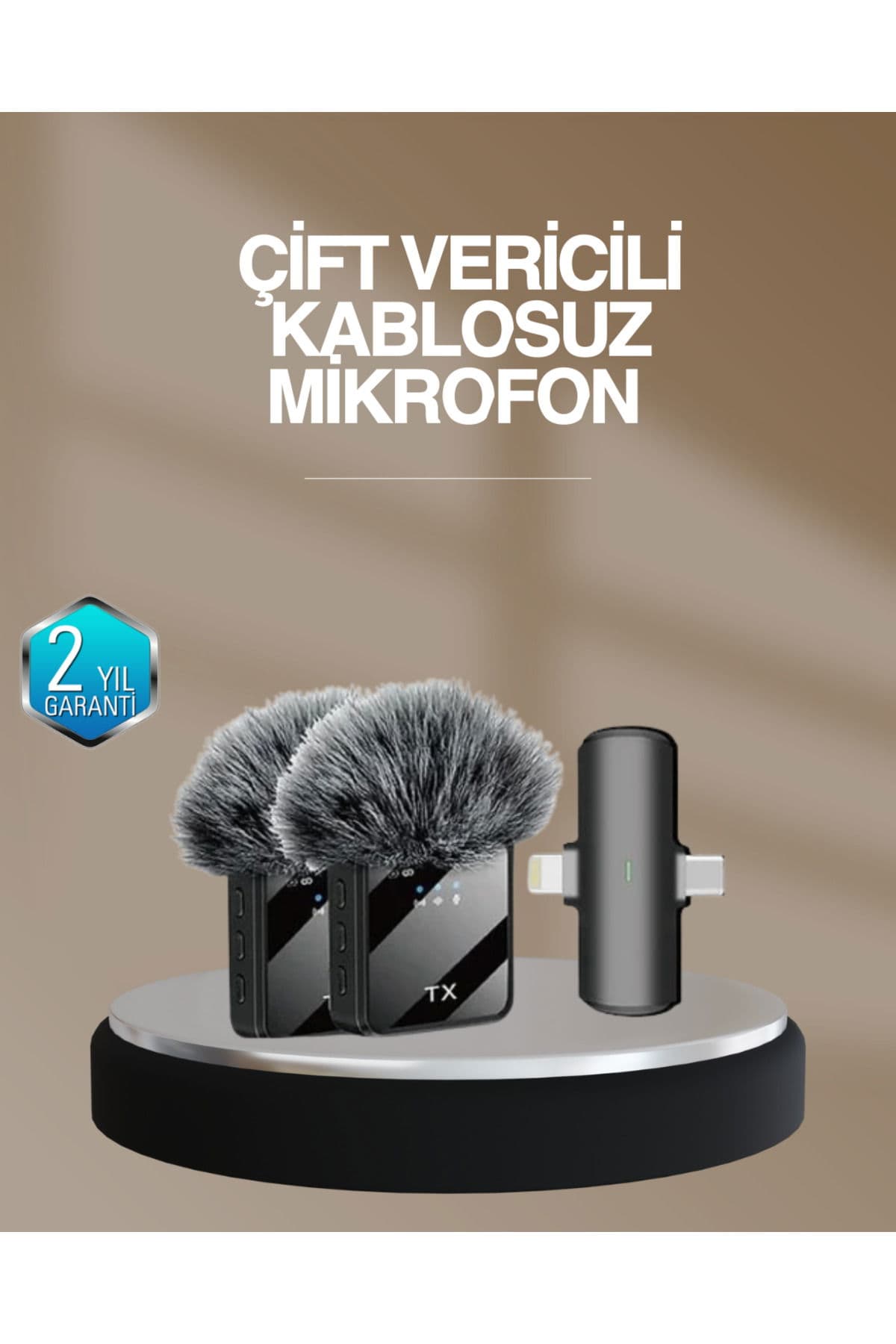 2’Li Kablosuz Yaka Mikrofonu Type-C Ve Lightning Uyumlu Profesyonel Set