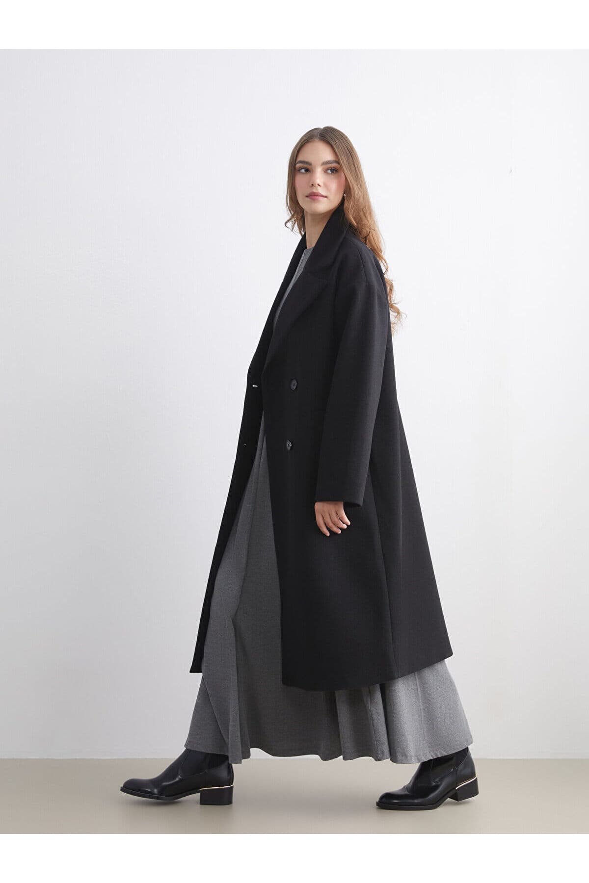 Vizyon Yeni Sezon Ceket Yaka Kadın Kaşe Kaban